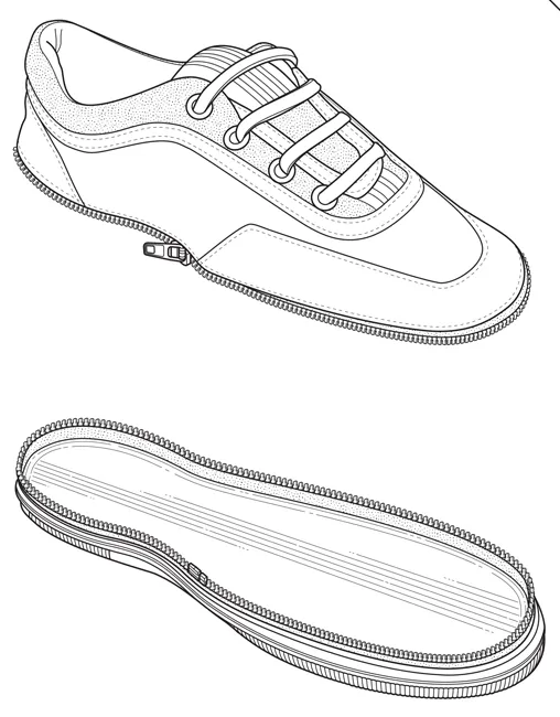 Close-up of patent drawing shading using stippling and linear hatching to communicate curved surfaces